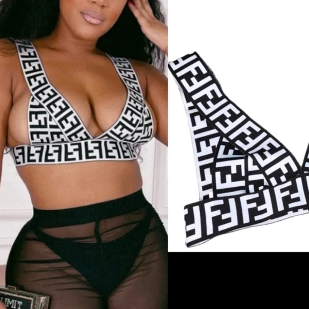 Finesser Bandage Bra Top- Black and White